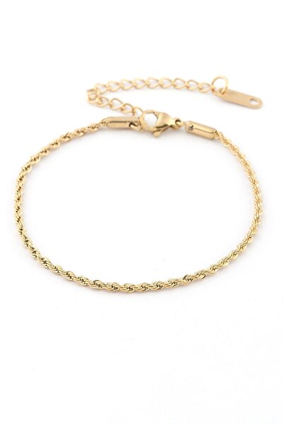 ÖZÇTAKI Stainless Steel Gold Twist Bracelet - Thickness (1mm)