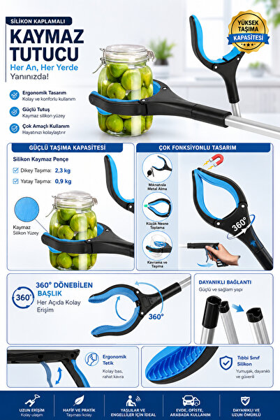 NEWSTORE HOME ÇÖP TOPLAMA APARATI MIKNATISLI 79CM – GÜÇLÜ KAVRAMA – UZUN ERİŞİM ERGONOMİK TUTUCU