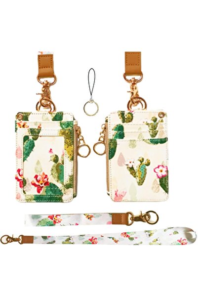 Generic Polimus Women's Lanyard Wallet, Zipper ID Card Holder, Elegant Cactus...