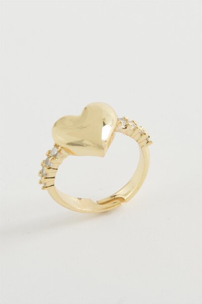 ZERO LAND Ilkeshop Heart Stone Metal (10303) Ring-Silver Color
