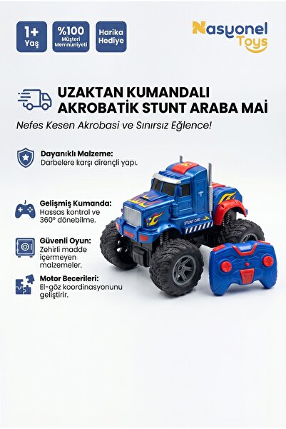 NASYONEL TOYS Uzaktan Kumandalı Şarjlı Akrobatik Stunt Araba Mavi Oyuncak
