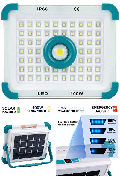RUAY كشاف LED يعمل بالطاقة الشمسية بقوة 100 واط، مصباح خارجي مقاوم للماء IP66...