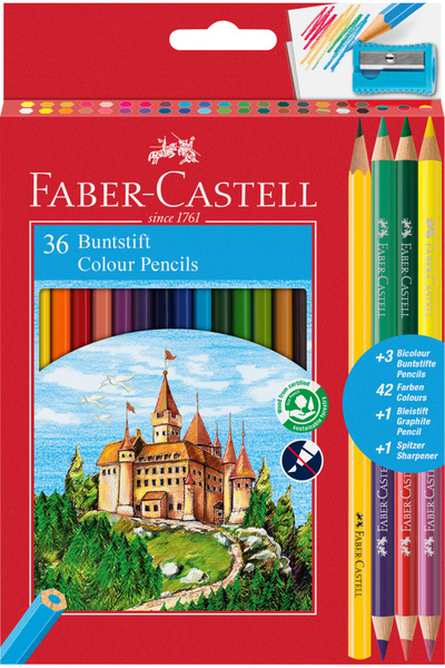 Faber Castell Creioane colorate 36 de culori Faber-Castell + ascuțitor, 3 cre...