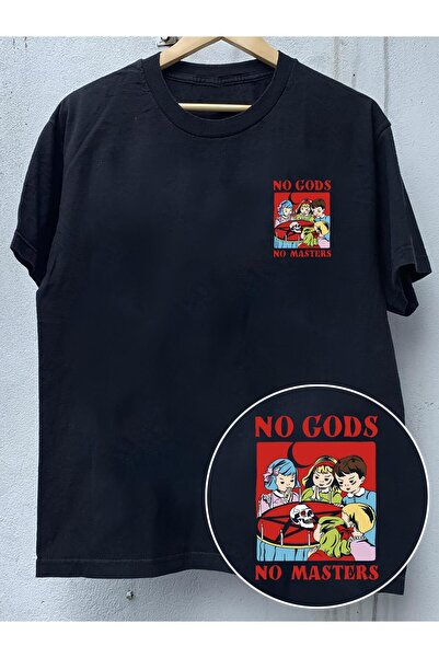 bolivia's Men'S NO GODS NO Graphic T-Shirt - Black Street Style with a Red Re...