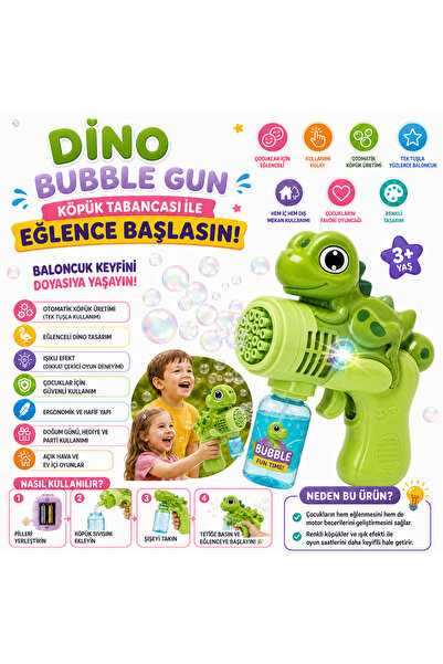 Shoplandu Çocuklar için Pilli Kaliteli Sevimli Baloncuk Tabancası + Likit - K...