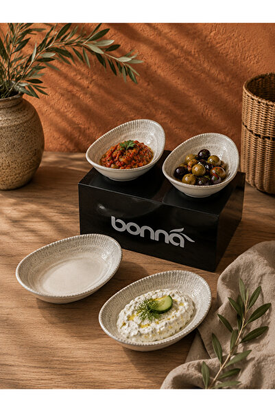Bonna 3'lü Galata Vago Oval Plate 12*8 cm sos/meze/reçel/aperatif