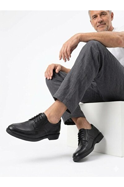 Lütfi Men's Black Genuine Leather Orthopedic Sole Seasonal Classic Shoes