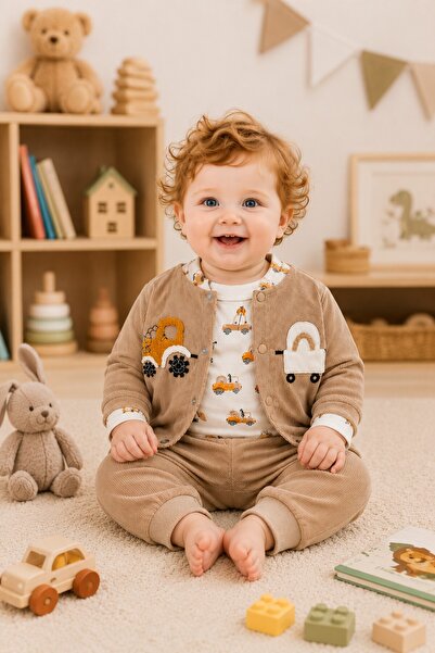 METEOR BABY Baby Boy 3-Piece Set with Embroidery Detail, Carriage and Strolle...