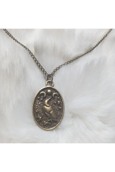 Ororabutik Orora Antique Yellow Color Oval Necklace with Bird Figure