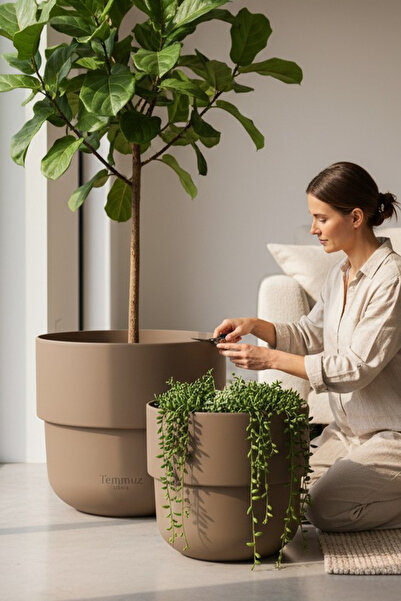 TEMMUZ HOME No1 No 2 Kuple Premium Set Modern Tasarım Saksı -Salon Balkon Ofis ve Bahçe Tipi Büyük Boy Saksı