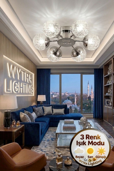Wytra Lighting Küre Model 6"lı Gümüş 3 Renk Modu Ledli Modern Tavana sıfır Sa...