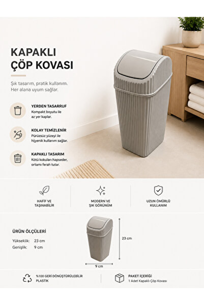 Clinica Kapaklı Mini Çöp Kovası Modern Tasarım Çöp Kutusu