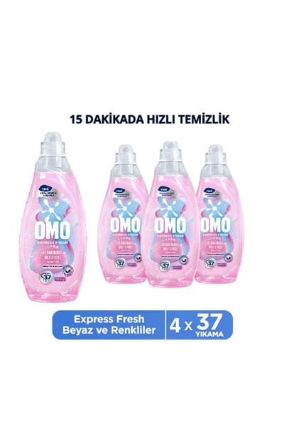 Omo Express Fresh Sensitive Beyaz ve Renkliler Sıvı Çamaşır Deterjanı 1480ml x4