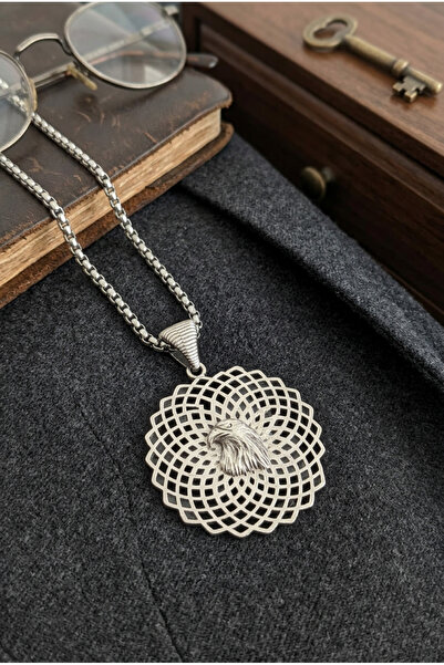 Velcari Minimalist Style Stainless Steel Men's Necklace with Eagle Figure