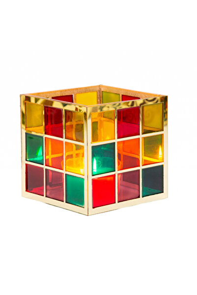 limly Rubik cam mumluk vitray boyama ev dekarasyon renkli şamdan mum aydınlatma