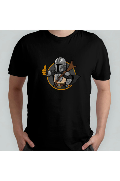 Pixxa The Mandalorian and Grogu Fallout Pipboy Unisex 100% Cotton Crew Neck T...
