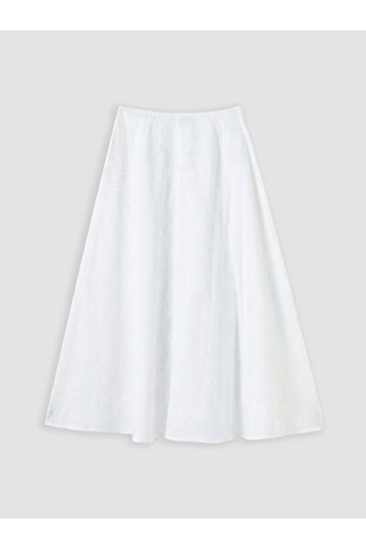 LC Waikiki Beli Zippered Brode Flared Skirt