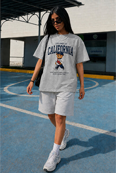ship master Women's California Teddy Bear Printed Oversize 100% Cotton T-Shir...