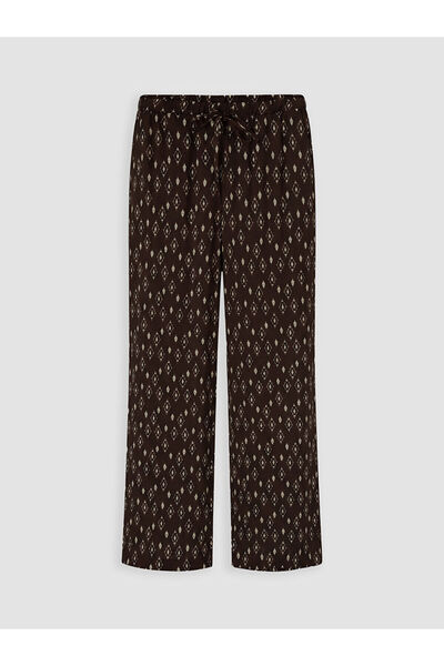LC Waikiki Nevavm Wide Leg Relax Fit Patterned Women's Trousers with a Differ...
