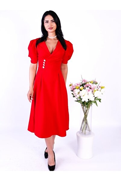 VERO Elegant women's red Gabriela dress – classic cut for special occasions