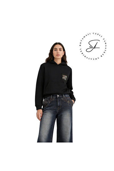 Sanat Cep – El Boyaması Cepli Kapüşonlu Sweatshirt