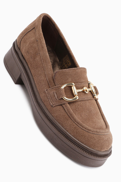 Limoya Adelia Genuine Leather Mink Suede Buckle Loafer Women's Casual Shoes