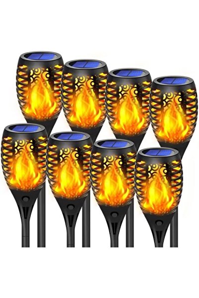 Nirnisa 8 Adet Alev Efektli Solar Meşale Lamba Sarı Led Işık Güneş Enerjili B...