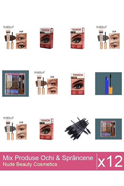 Makeup Set Mix 12 produse Rimel Sprancene: Rimel sprancene Olibolla #03 Aubur...