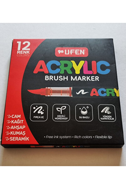 Modellino Brush Akrilik Marker Ufen Fırça Uçlu Akrilik Kalem Markör - 12 / 24...