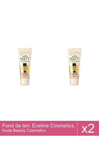 Makeup Set 2x Fond de ten, Eveline Cosmetics, Satin Matt, 101 Ivory, 30 ml