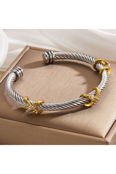 Choice7 19 1pcs Stainless Steel Gold-plated Bangle Trendy Retro Hip-hop Style...
