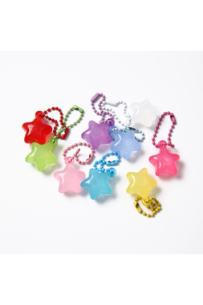 Choice20 1 pcs Mixed color Cute Star Shaped Beaded Chain Keychain - Colorful ...