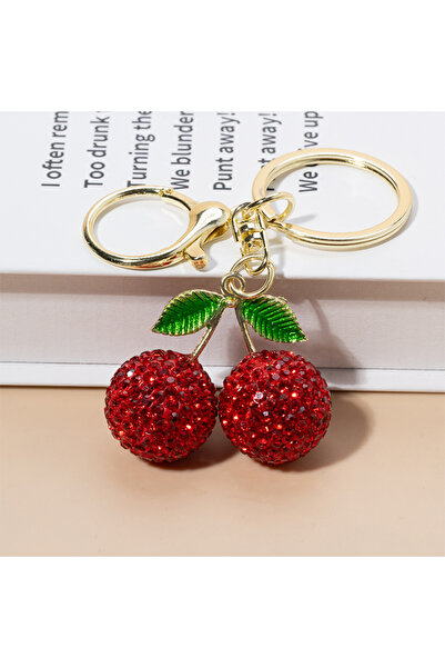 choice2 6 cm Red Luxury Rhinestone Cherry Keychain, Fashion Bling Car Key Rin...