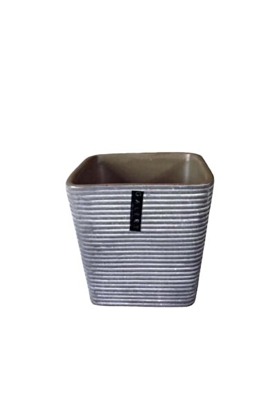 Goliat Striped ceramic vase, Goliat, graphite/brown, 13.5x13.5x13 cm