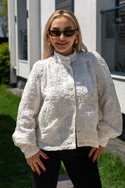 Muna Boutique Embossed Embroidered Women's Jacket with Lining, Stylish Design
