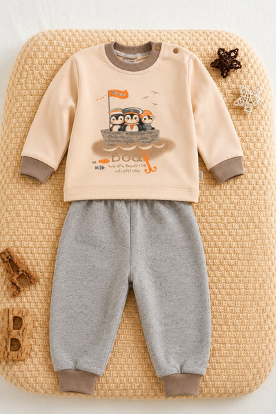 Biberon Baby Baby Set 100% Cotton Long Sleeve Printed Top and Bottom