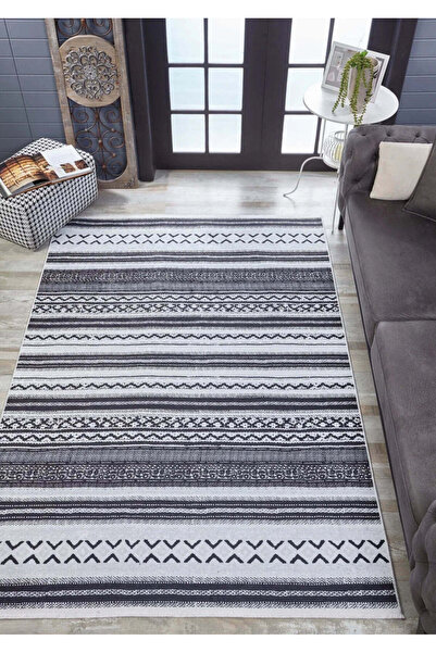 halinet Halı.Net Anthracite Modern Washable Non-Slip Living Room Carpet Haln-...