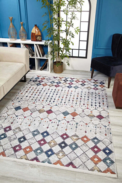 halinet Halı.Net Cream Modern Washable Non-Slip Living Room Carpet Haln-Hln1655