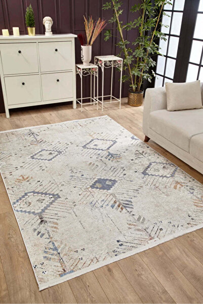 halinet Halı.Net Cream Modern Washable Non-Slip Living Room Carpet Haln-Hln1670