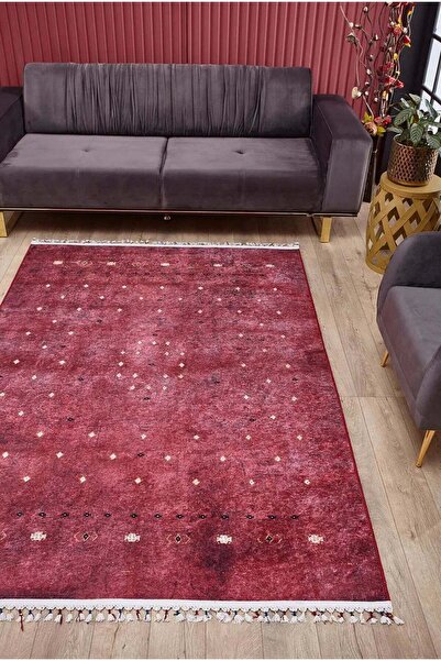 halinet Halı.Net Red Vintage Antique Washable Non-Slip Living Room Carpet Hal...
