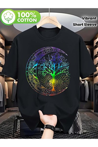yiou trendy clothing تي شيرت ماندالا شاكرا شجرة الحياة