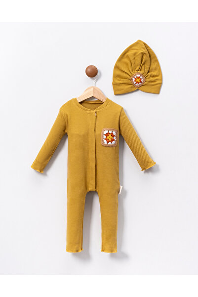 Pmini Embroidery Detailed Baby Romper with Hat