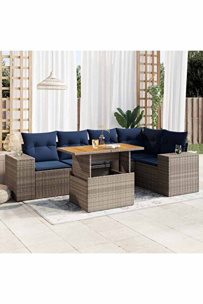 vidaxl Set mobilier gradina cu perne, 6 piese, gri, poliratan
