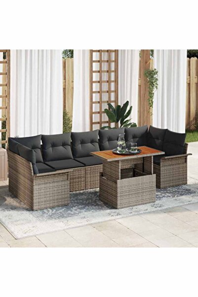 vidaxl Set de canapele pentru gradina 8 pcs Gri Rattan poli