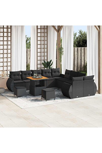 vidaxl Set de canapele pentru gradina 13 pcs Negru poliratan