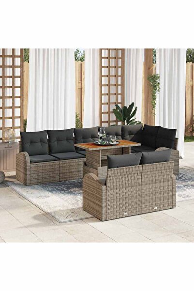 vidaxl Set de canapele pentru gradina 9 pcs Gri Rattan poli
