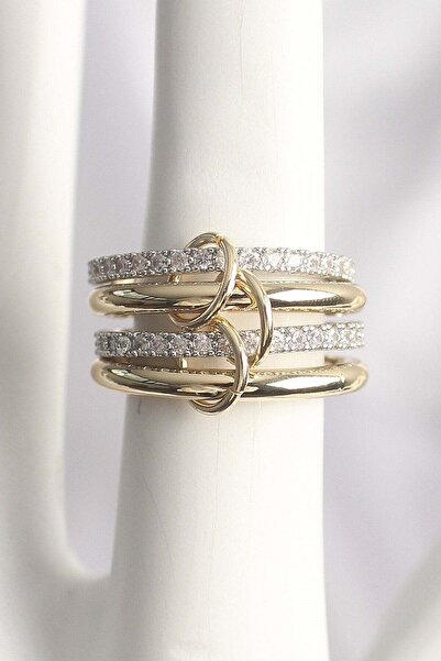 Inure Jewelry Brass Mix Color Zircon Stone 4-Piece Women's Ring