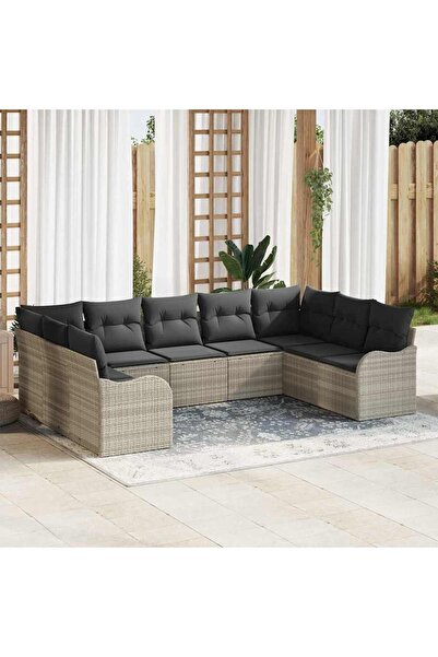 vidaxl Set de canapele pentru gradina 9 pcs Gri deschis poliratan