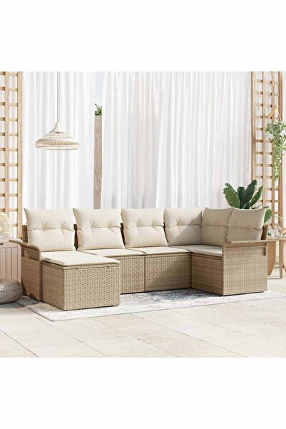 vidaxl Set de canapele pentru gradina 6 pcs Bej poliratan