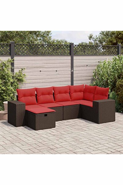 vidaxl Set canapele de gradina cu perne, 6 piese, maro, poliratan